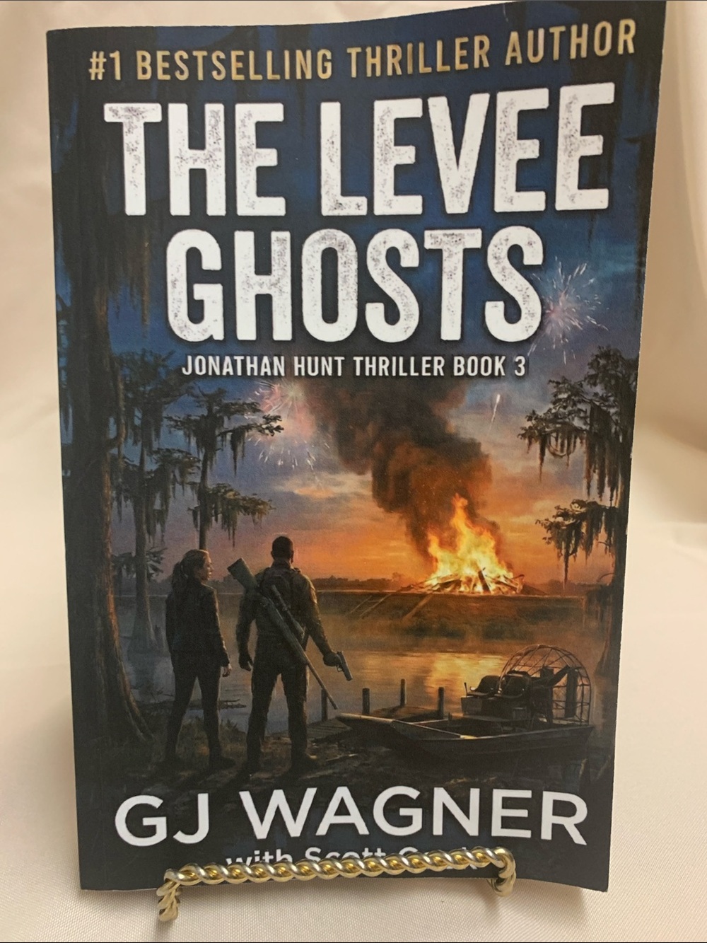The Levee Ghosts by GJ Wagner - Dark Blue & Orange Thriller Paperback